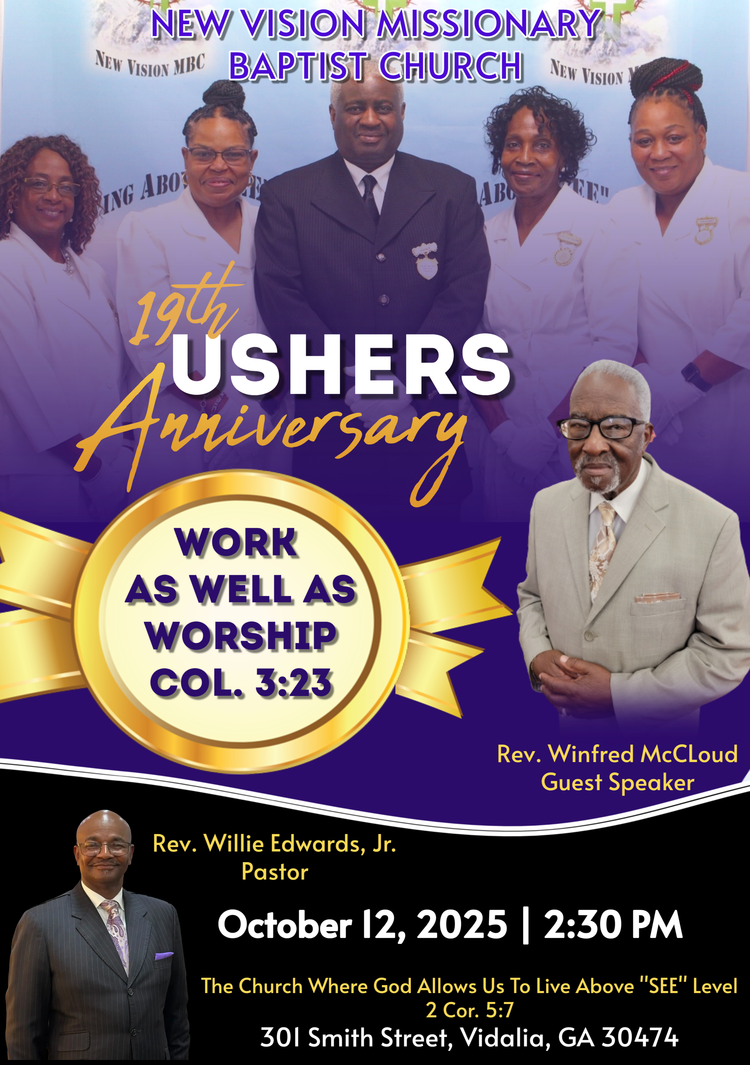 October 12--Ushers Anniversary in Vidalia