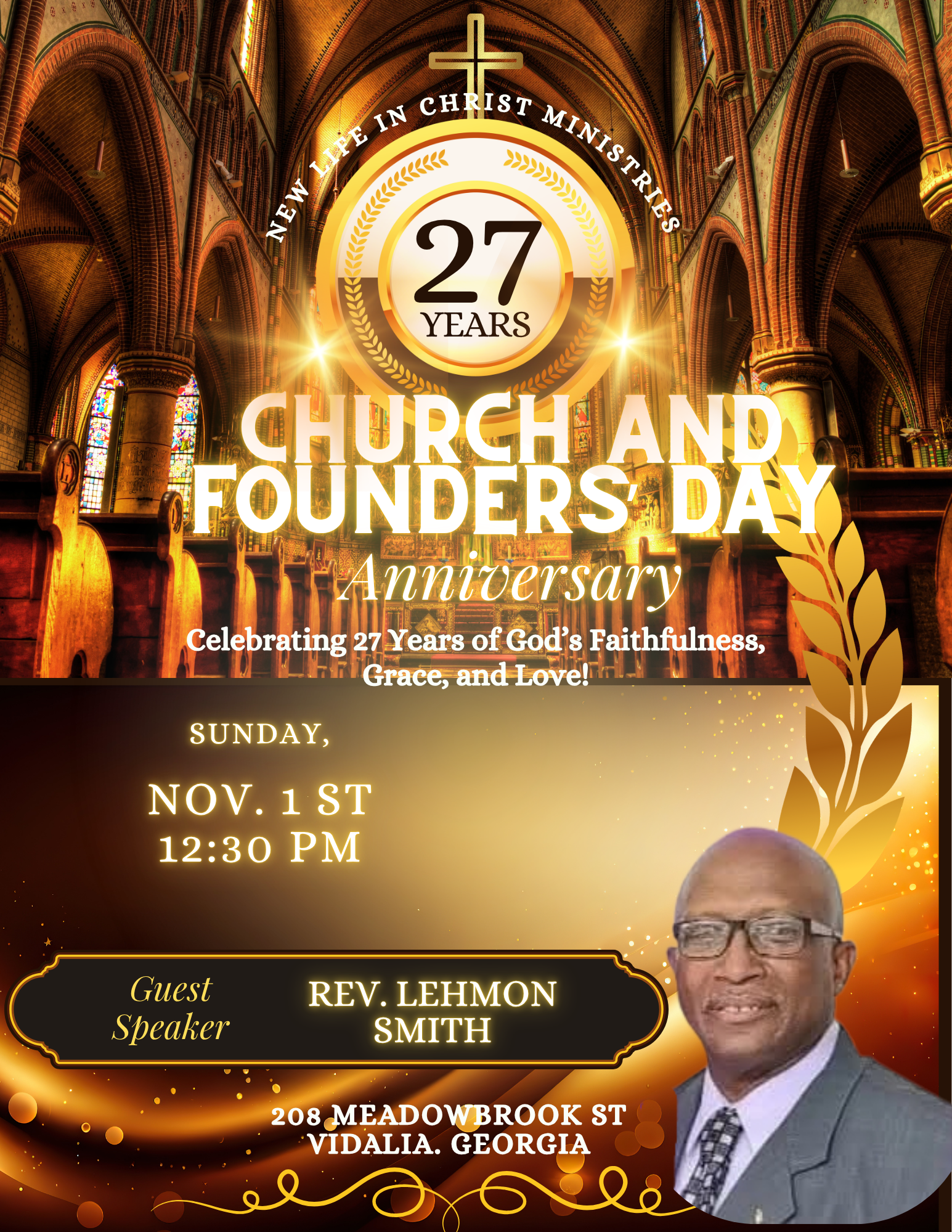 November 1--Church & Founder's Day Anniversary in Vidalia
