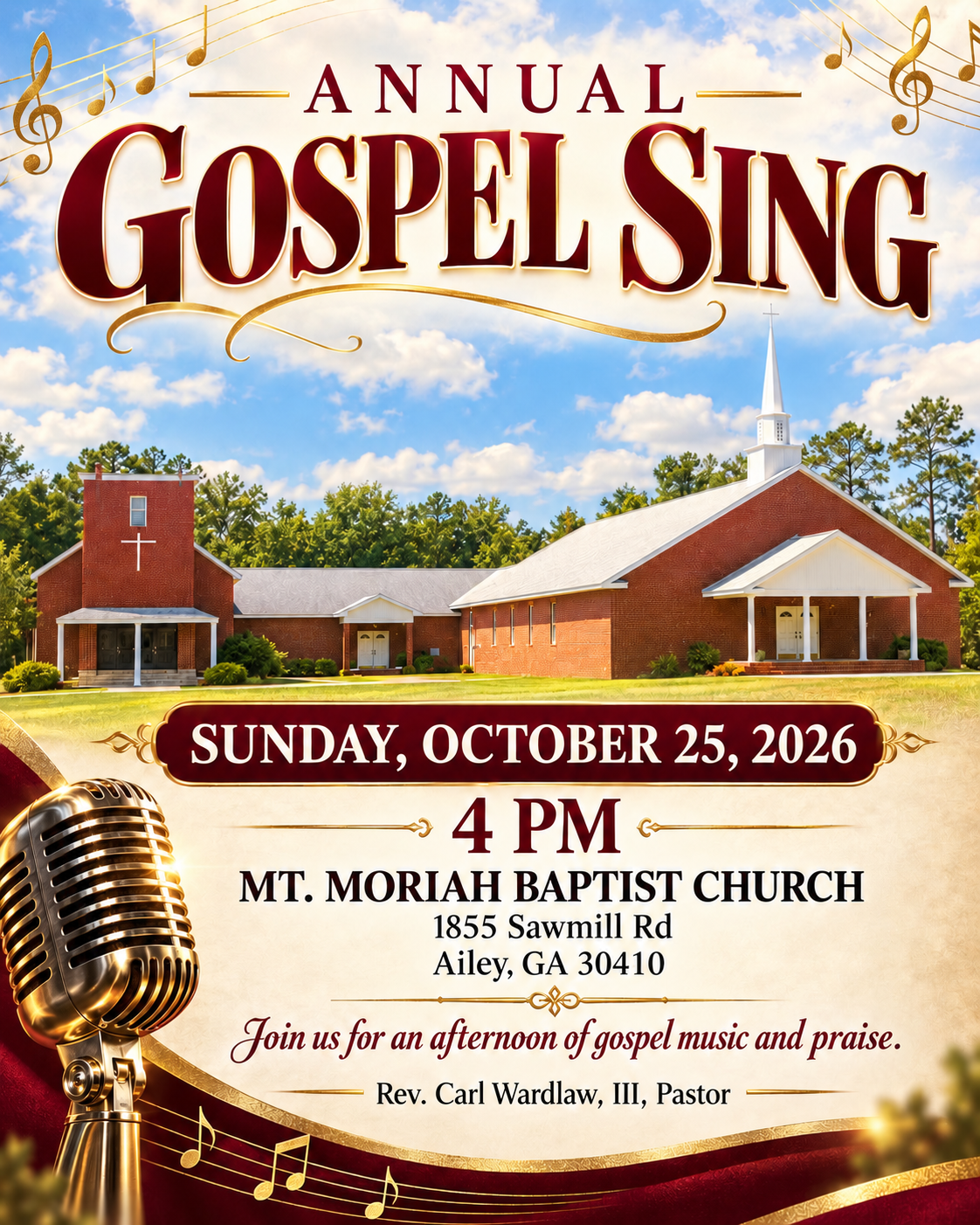 October 25--Gospel Sing in Mt. Vernon