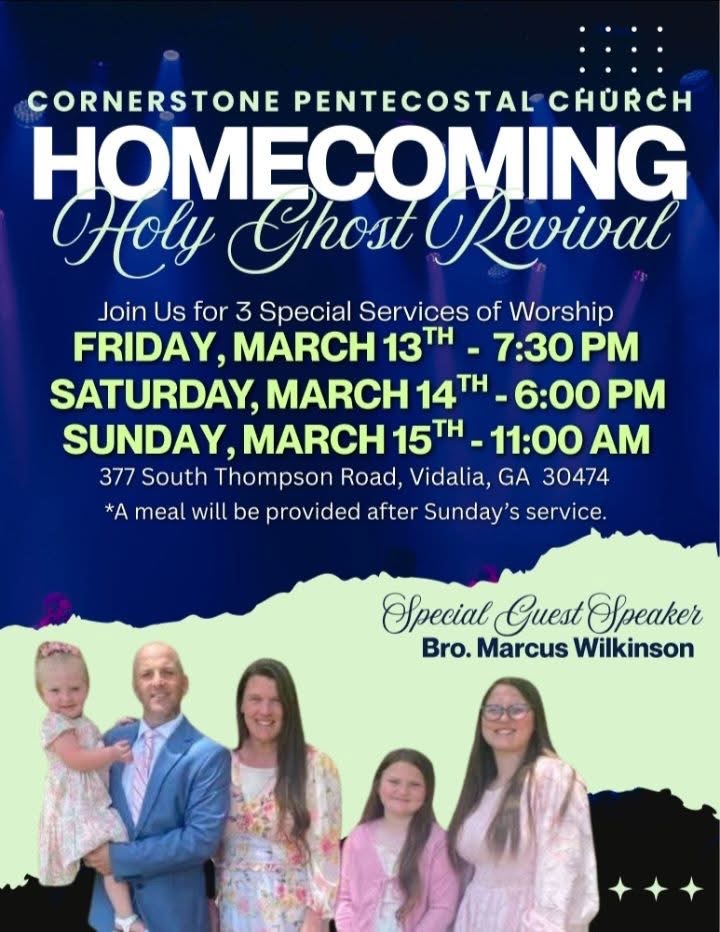 March 13-15--Homecoming and Revival in Vidalia