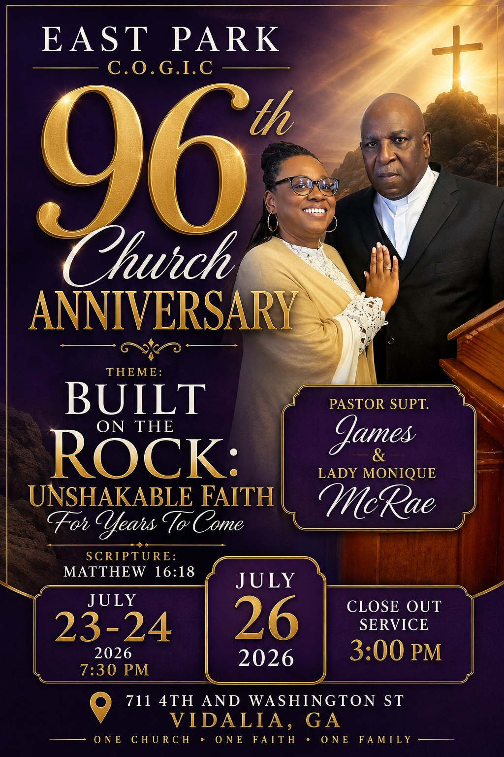 July 23-24, 26--Church Anniversary Service in Vidalia