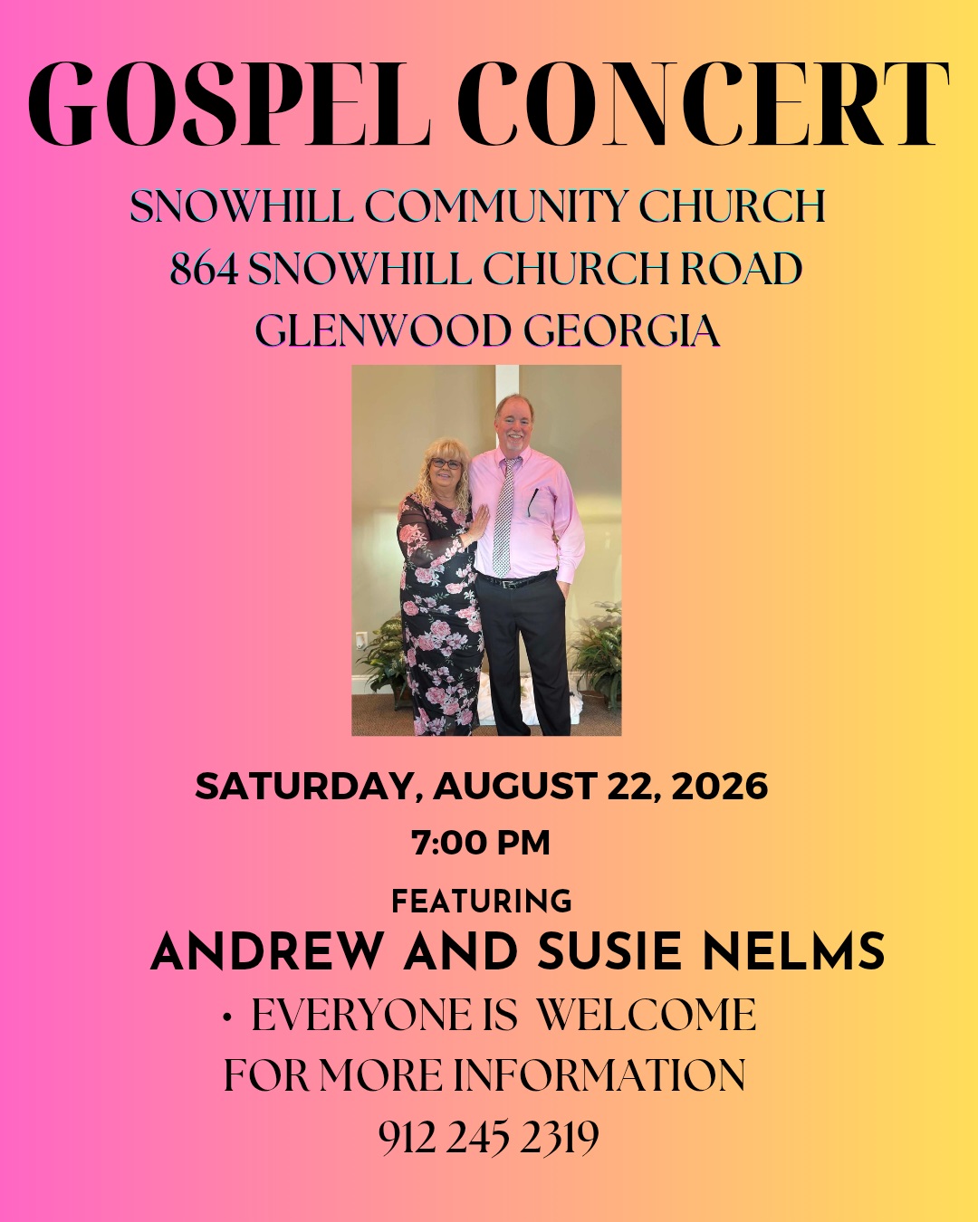 August 22--Gospel Concert in Glenwood
