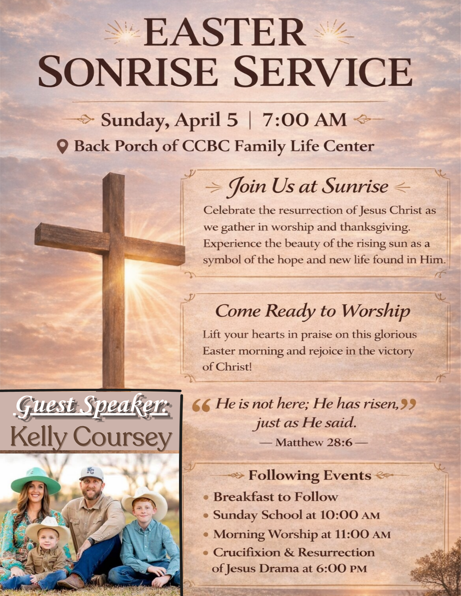 April 5--Easter SonRise Service in Uvalda