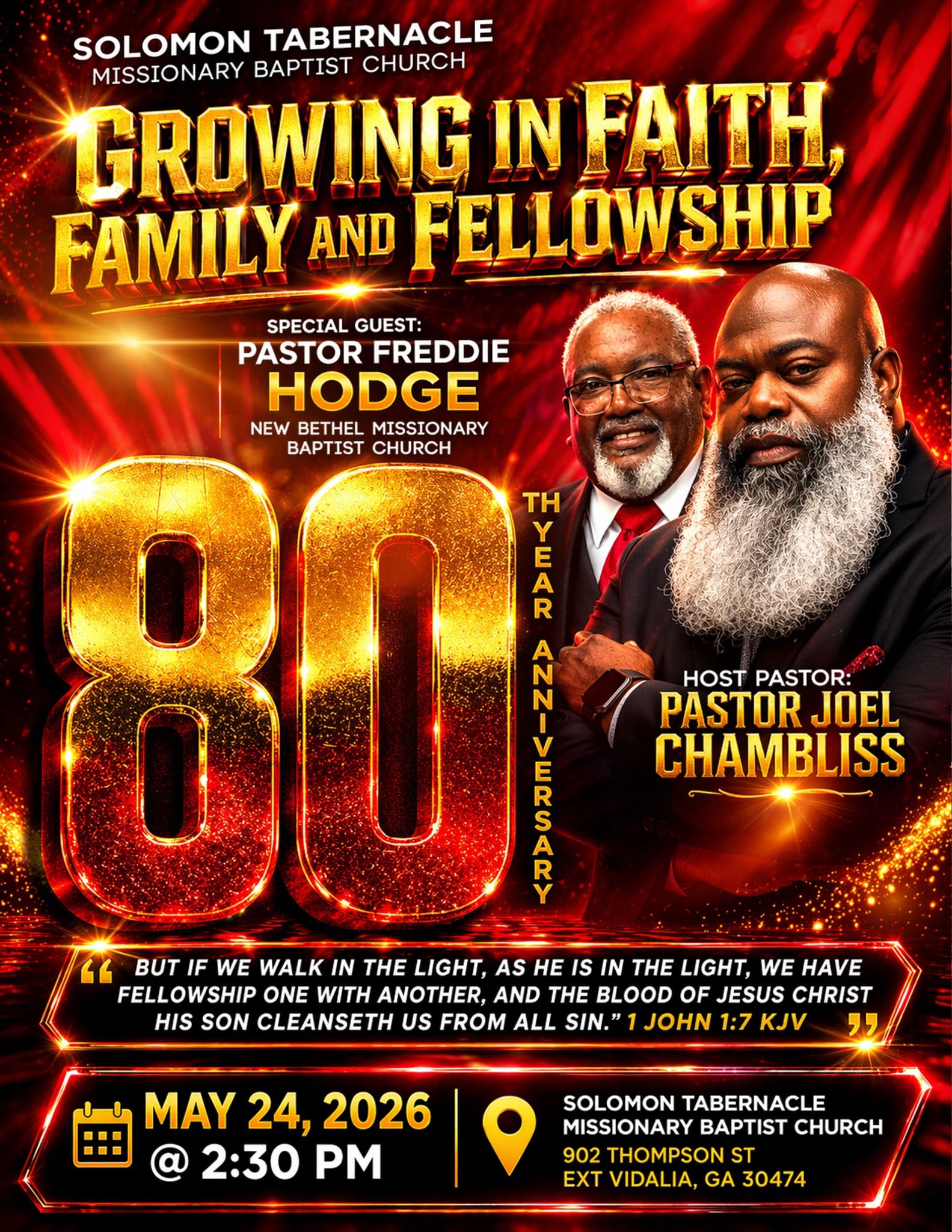 May 24--80th Church Anniversary in Vidalia 